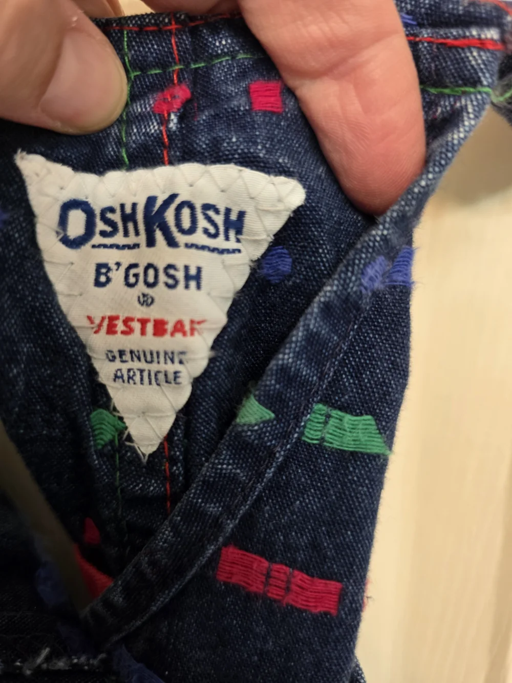Vintage OshKosh B'gosh Navy Denim Overalls with Red Trim - Kids